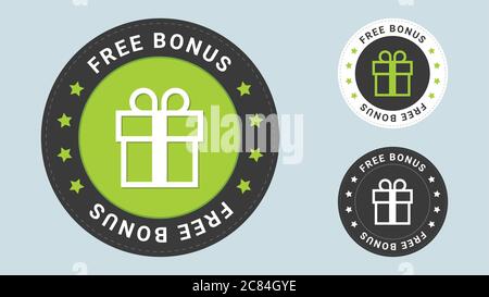 Free Bonus stamp vector illustration. Vector certificate icon. Vector combination for flat style certificate. Stock Vector