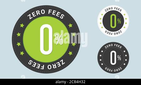 Zero Fees stamp vector illustration with euro sign. Vector certificate icon. Vector combination for certificate in flat style. Stock Vector