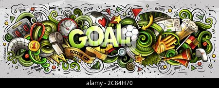 Cartoon cute doodles Goal word Stock Vector
