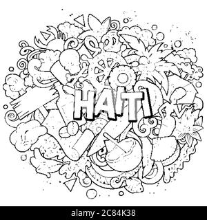 Haiti hand drawn cartoon doodles illustration. Funny design. Stock Vector