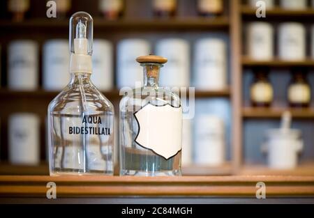 medicine bottles, blank label, free copy space Stock Photo