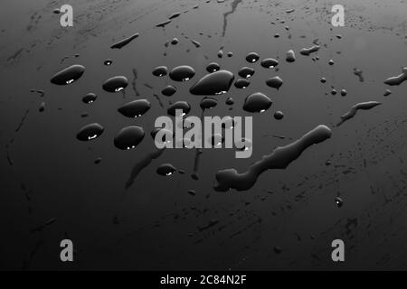 Detail of water drops, Dark color tone, abstract background Stock Photo
