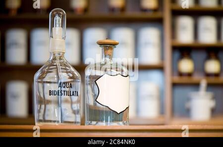 medicine bottles, blank label, free copy space Stock Photo