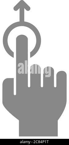 One-touch and swipe up grey icon. Touch screen hand gesture symbol Stock Vector
