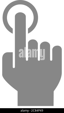Click with one finger grey icon. Cursor pointer, touch screen hand ...