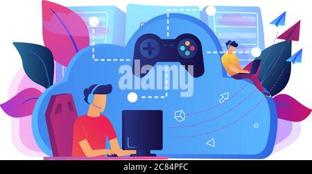 Cloud gaming concept vector illustration. Stock Vector