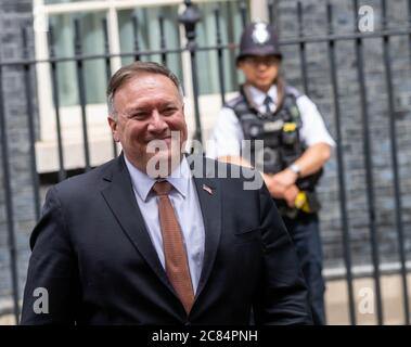 London, UK. 21st July, 2020. Mike Pompeo US Secretary of State at a meeting with Boris Johnson, MP Prime Minister and Dominic Raab, Foreign Secretary Mike Pompeo, US Secretary of State Credit: Ian Davidson/Alamy Live News Stock Photo