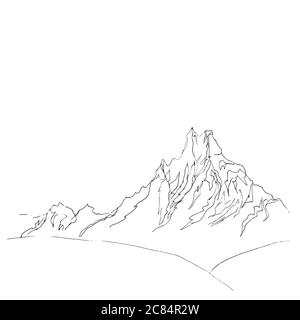 Vector illustration of simple sketch mountain landskape Stock Vector