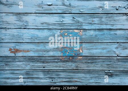 Old painted blue wood background Stock Photo