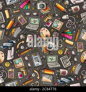 Cartoon cute hand drawn Design seamless pattern Stock Vector