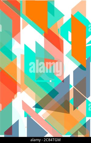 Colorful geometric Cover Swiss Modernism. ROrange and turquoise blue and white texture. Abstract pattern Shapes Concept backgrounds for ads or prints, Stock Photo