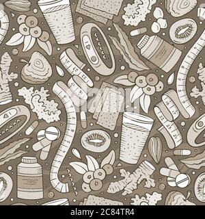 Cartoon hand-drawn Diet food seamless pattern Stock Vector