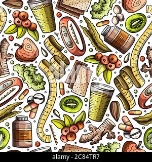 Cartoon hand-drawn Diet food seamless pattern Stock Vector