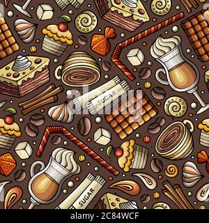 Cartoon coffee shop seamless pattern Stock Vector