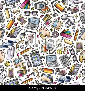 Cartoon cute hand drawn Design seamless pattern Stock Vector