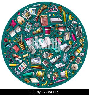 Set of Designer cartoon doodle objects, symbols and items Stock Vector
