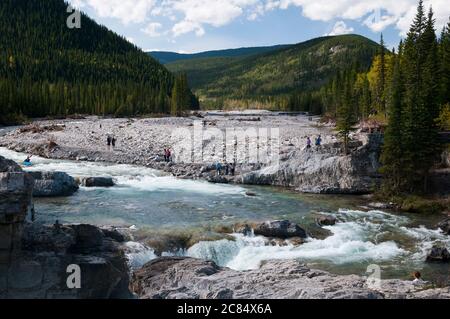 The Elbow River at Elbow Falls, Bragg Creek, Alberta, Canada. Stock Photo
