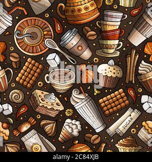 Cartoon coffee shop seamless pattern Stock Vector