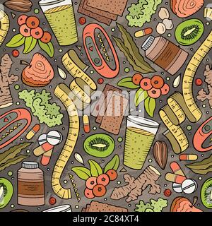 Cartoon hand-drawn Diet food seamless pattern Stock Vector