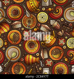 Cartoon coffee shop seamless pattern Stock Vector