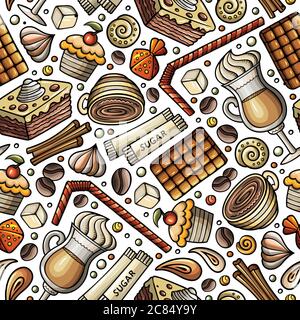 Cartoon coffee shop seamless pattern Stock Vector