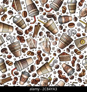 Cartoon coffee shop seamless pattern Stock Vector