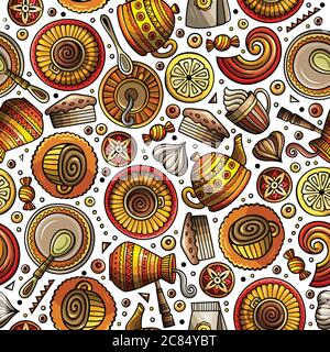Cartoon coffee shop seamless pattern Stock Vector