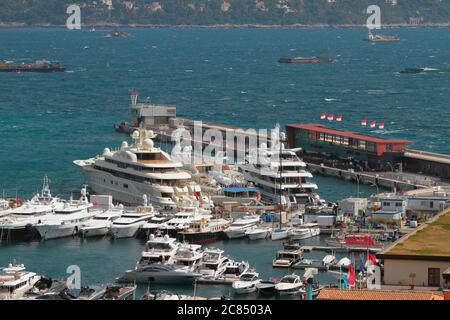 Monte Carlo, Monaco - Apr 19, 2019: Yacht port on seashore Stock Photo