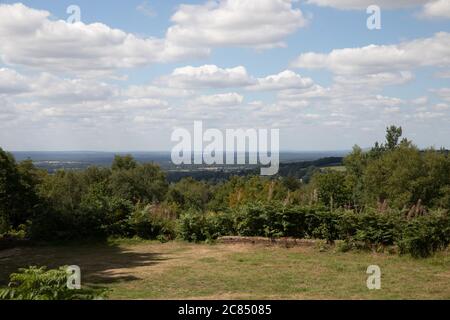 Toys Hill, Kent, UK. 21st July, 2020. A view from Toys Hill, Kent on sunny day. The forecast is 19C with sunny intervals and a moderate breeze and is forecast to continue for the rest of the week. Credit: Keith Larby/Alamy Live News Stock Photo