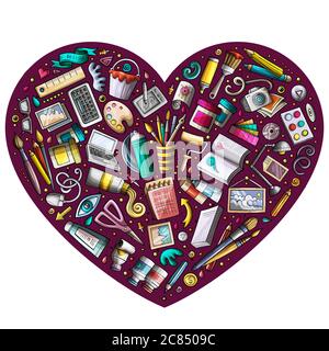 Set of Art and Design cartoon doodle objects Stock Vector