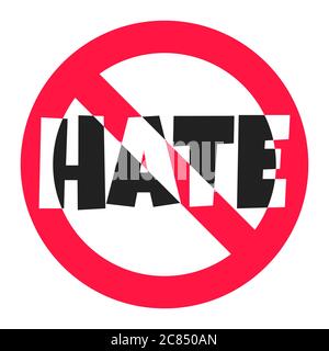 Stop hate circle icon sign flat style design vector illustration. Stock Vector