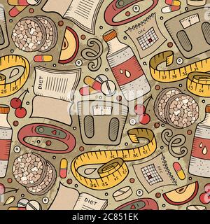 Cartoon hand-drawn Diet food seamless pattern Stock Vector