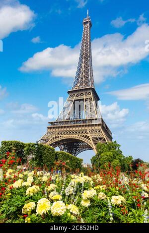 The Eiffel Tower in Paris, France in a beautiful summer day Stock Photo