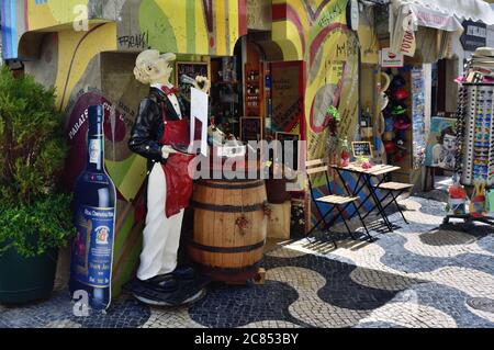 Cascais, Portugal - June 13, 2017: Wine store on the street in Cascais. Cascais is famous and popular summer vacation spot for Portuguese and foreign Stock Photo
