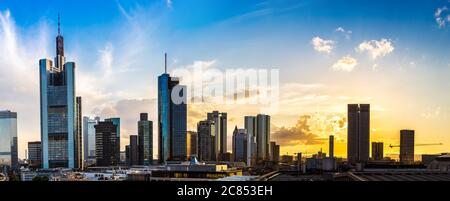 Aerial view of Frankfurt with Hauptwachen at sunset Stock Photo