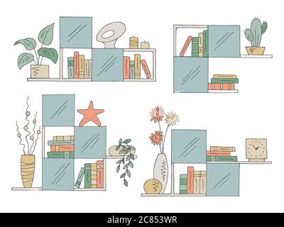 Shelves set graphic color isolated sketch illustration vector Stock Vector