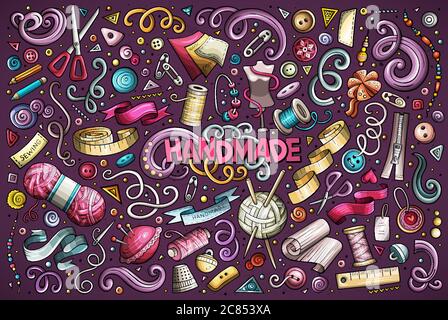 Doodle cartoon set of handmade object Stock Vector