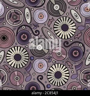 Cartoon hand-drawn Disco music seamless pattern Stock Vector