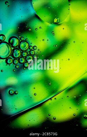 Colored bubbles of water and oil mixture for background .. Stock Photo