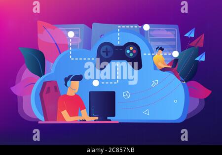 Cloud gaming concept vector illustration. Stock Vector