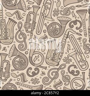 Cartoon hand-drawn Classic music seamless pattern Stock Vector