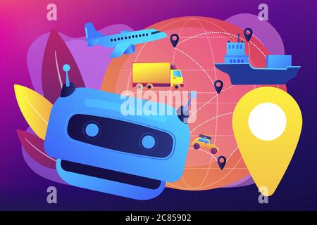 AI Travel Assistant concept. Illustration of an artificial intelligence ...