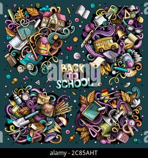 Vector set of Back to school combinations of objects and elements Stock ...
