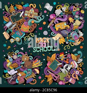 Vector set of Back to school combinations of objects and elements Stock ...