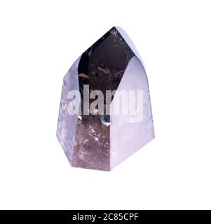Smoky quartz polished crystal on a white background. Stock Photo