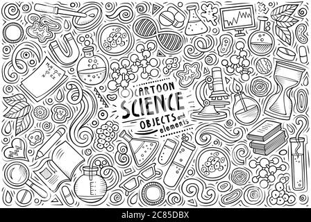 Vector set of Science theme items, objects and symbols Stock Vector