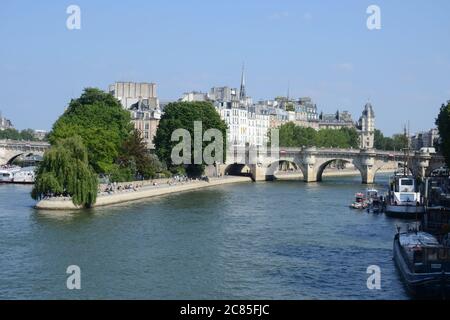 PARIS, FRANCE - May 25, 2018: Buildings near the Seine river in Paris Stock Photo