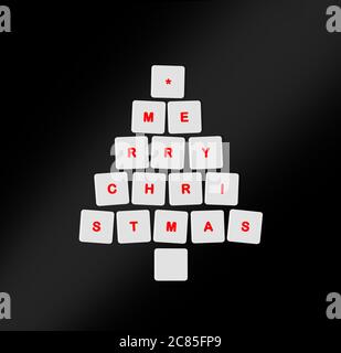 Christmas tree made of computer keys Stock Photo