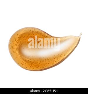 Natural coffee and orange scrub or gel isolated on white background. Flat lay, top view. Stock Photo