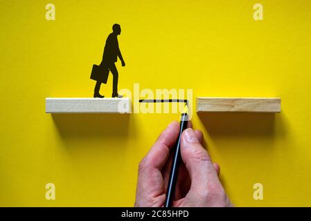 Business teamwork and cooperation concept. Beautiful yellow background, copy space. Stock Photo